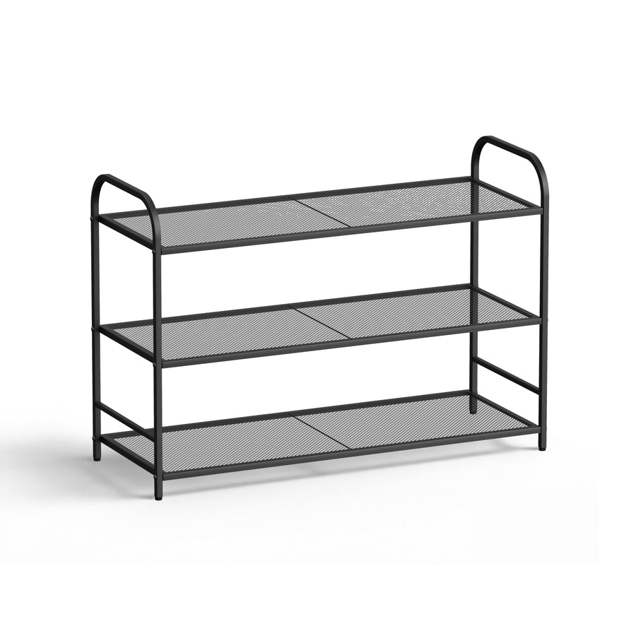 KSSKSS 3-Tier Metal Shoe Rack, Sturdy Mesh Shoe Storage Organizer with Adjustable Feet,for Front Door Entrance, Closet, Garage, Dorm