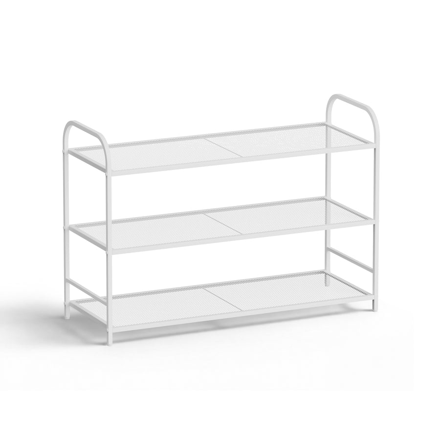 KSSKSS 3-Tier Metal Shoe Rack, Sturdy Mesh Shoe Storage Organizer with Adjustable Feet,for Front Door Entrance, Closet, Garage, Dorm