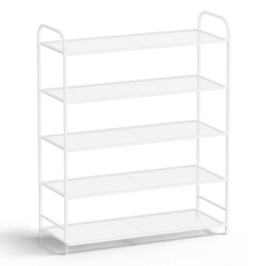 KSSKSS 5-Tier Metal Shoe Rack, Sturdy Mesh Shoe Storage Organizer with Adjustable Feet,for Front Door Entrance, Closet, Garage, Dorm